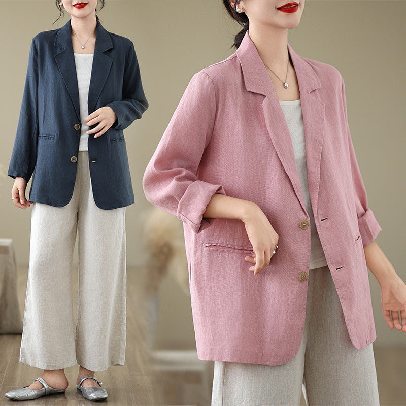 Loose Suit Collar Long Sleeve Small Business Suit Coat Top