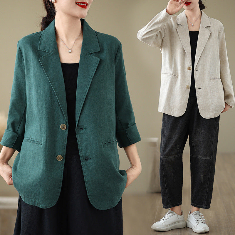 Loose Suit Collar Long Sleeve Small Business Suit Coat Top