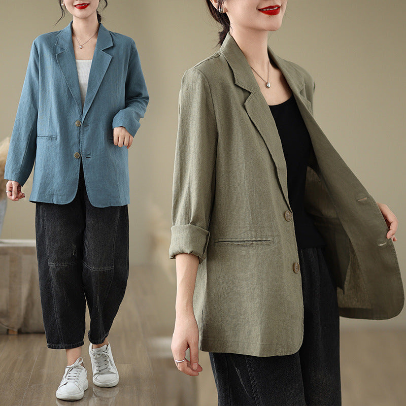 Loose Suit Collar Long Sleeve Small Business Suit Coat Top