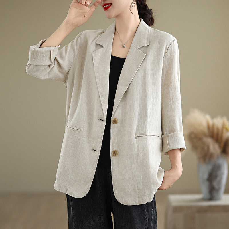 Loose Suit Collar Long Sleeve Small Business Suit Coat Top