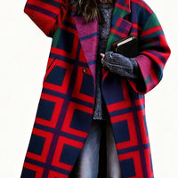 Lady's Multi -color  Long-sleeved  Coat
