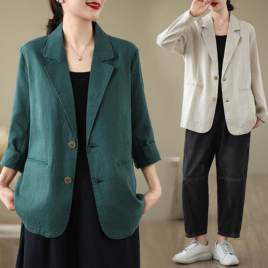 Loose Suit Collar Long Sleeve Small Business Suit Coat Top
