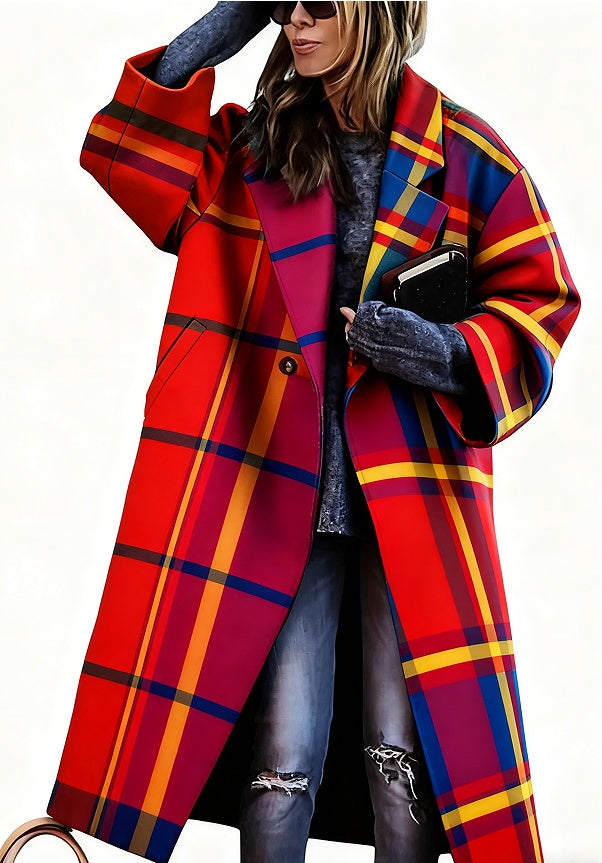 Lady's Multi -color  Long-sleeved  Coat