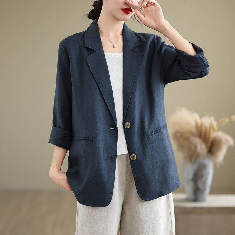 Loose Suit Collar Long Sleeve Small Business Suit Coat Top
