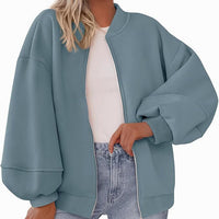 Zip Sweatshirt Jacket Casual Long Sleeve Pilot Coat