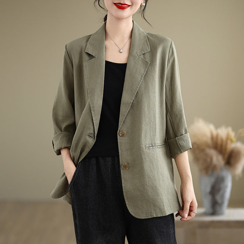 Loose Suit Collar Long Sleeve Small Business Suit Coat Top