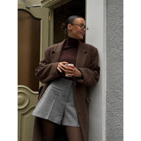 Korean Style Elegant Suit Collar Woolen Overcoat Coat